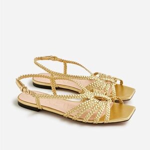 J Crew Capri Braided Sandals in Metallic leather